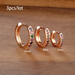 3 PCS/Set Simple Stainless Steel Crystal Small Hoop Earring Women Tiny Gold Color Cartilage Piercing Earring Minimalism Jewelry