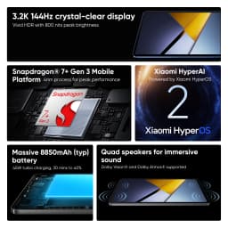 POCO Pad X1 Global Version Tablet 8GB 512GB Snapdragon 7+ Gen 3 11.2' 3:2 3.2K 144Hz Crystal-Clear Display 8850mAh (Typ) Battery 45W Turbo Charging