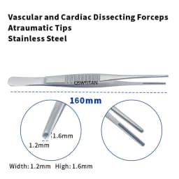 Stainless steel Vascula and Cardiac Dissecting ForcepsAtraumatic tips Tissue tweezers Microsurgical instruments