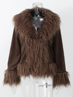 2025 New Winter Versatile Slimming Artificial Fur Collar Warm and Luxurious Solid Color Jacket for Women