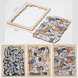 Kids Creative Animal Shape Puzzles Table Games Dog Cat Panda Stacked Puzzle Brain Games Montessori Thinking Education Wooden Toy