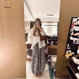 Elastic Waist Leopard Print Casual Loose Harem Trousers for Women