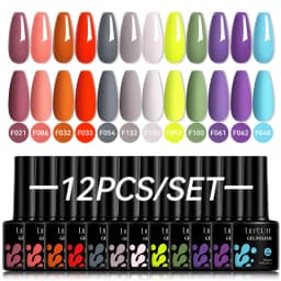 LILYCUTE 12PCs 7ml Nude Brown Red Nail Gel Polish Set Semi Permanent UV Gel For Nail Art Manicure Soak Off Gel Nail Polish Kit