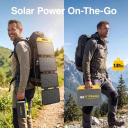 VTOMAN 40W Foldable Mini Solar Panel with USB-C & USB-A Outputs, Waterproof Solar Charger for Phones, Tablets, Jump 100 & FS300 Power Stations, Ideal for Camping, Hiking & Backpacking