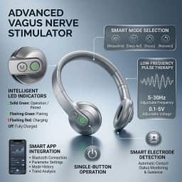 Vagus Nerve Stimulator Neck Massager 5-30Hz Low Frequency Pulse 4 Modes Relax Sleep Focus Recovery One Button Operation