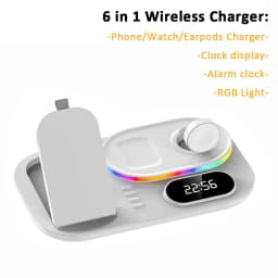 4 in 1 Wireless Charger Alarm Clock Stand For Samsung S26 S25 Galaxy Watch 8 7 6 5 Active 2 Buds4 Pro 3/2 Fast Charging Station