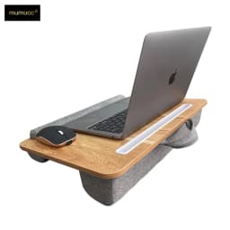 MUMUCC Wooden Suspended Bed Laptop Desk, Portable 15 Inch Bed Study Table with Handle, Sponge Cushion & ABS Slot, Compact