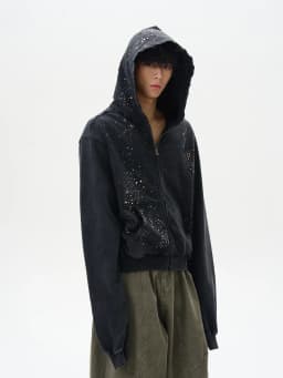 Cardigans Spring and Autumn American Hot Diamond Cardigan Pull-up Gum Hoodie Men's Fashion Brand High-end Feeling Ruan Shua...