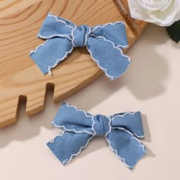 2/8pcs/set Star Denim Bow Hair Clips – Alligator Clips for Double Ponytails, Cute & Versatile Everyday Essential.