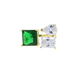 Geometric Square Rectangle Tear Drop Colorful CZ Ring Open Adjusted Multi Colors Women Finger Jewelry