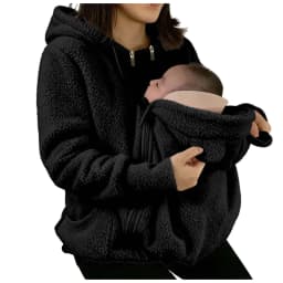 2-In-1 Maternity Clothes Autumn Winter Plush Hoodies Kangaroo Design Big Pockets Jackets For Pregnant Women Warm Baby Wearing