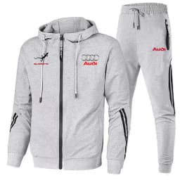 Chándal Para Hombre, Ropa Deportiva Con Logo De Audi Impreso, Jersey Con Capucha Y Cremallera + Pantalones, Conjunto De 2 Piezas
