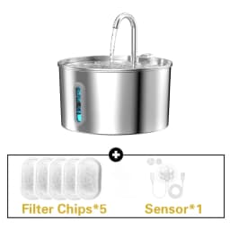 ZYFeeder 2.2L Automatic Cat Water Fountain Square Stainless Steel Bowl Pet Water Feeder Dog Water Fountain Silent(No 5V 1A Plug)