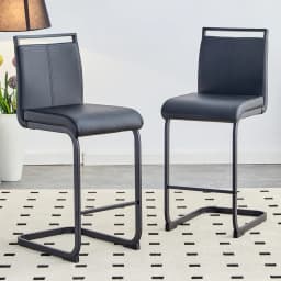 Nordic Bar Stools Set of 2 High Quality White Synthetic Leather Gold Metal Legs 96.5cm Kitchen Stool