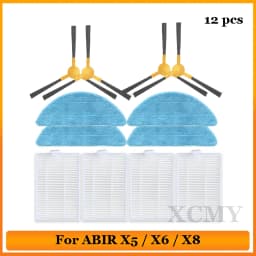 For ABIR X5 X6 X8 Genio Navi N600 Robotic Vacuum Cleaner Replacement Parts 3-Arm Main Side Brush Hepa Filter Spare Parts