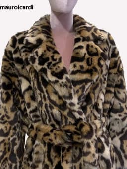 Mauroicardi Winter Maxi Colorful Multicolored Thick Warm Leopard Print Faux Fur Coat Women Sashes Baggy Chic Furry Overcoat 2024