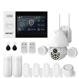 PGST WiFi 4G GSM Alarm System Works with TUYA Smart Life for Home Security with PIR Wireless Solar Siren Works with Aleax