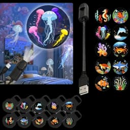 360 Degree Rotating Dreamy Ocean Projector Ocean World Flexible Neck Party Ambient Light Ocean-Themed Snowflake Projector Lamp