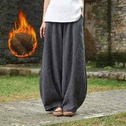 Johnature Autumn Solid Color Pockets Loose Pants 2025 New Women Vintage Elastic Waist Cotton Linen Wide Leg Full Length Pants