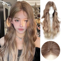 OLACARE Long Body Wave Black Brown Purple Cosplay Wigs Heat Resistant Synthetic Wigs Middle Part Natural Lolita LM Wigs Women