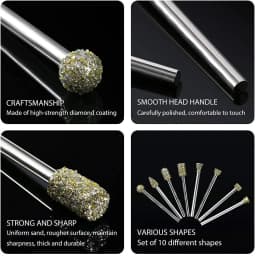 20PCS Diamond Grinding Burr Drill Bit Set for Rotary Tool Diamond Burr Bits with 1/8 Inch Shank Rotary Tool Accessories