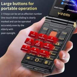 YeeMI M7+ 4G Rugged Feature Phone Dual SIM Dual Screen Large Fonts For Old Man 6800mAh Cellphone SOS Russian Hebrew keyboard