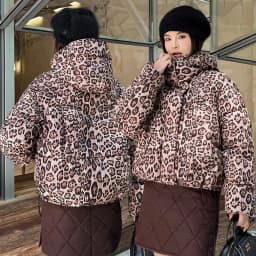 Leopard Print Down Cotton-Padded Jacket Women's Parkas Winter 2027 New Warm Cotton Coat Fashion Outwear Hooded Female Overwear