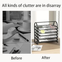 Sliding Paper Tray Organizer Metal Mesh Desktop File Storage Rack Document Letter Holder for Office Home School Classroom