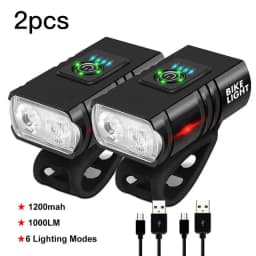 Bicycle Light 2T6 LED Front USB Rechargeable Mountain Bicycle Lamp 1000LM Bike Headlight Flashlight Cycling Accessories Tail
