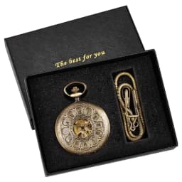 PJX1581 Hollow Automatic Mechanical Pocket Watch Chain Beautiful Fob Watches Men Women Hand-wind Pocket Clock Birthday Gifts