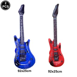 Inflatable Guitar 35inch Rock Star Guitar Reusable Inflatable Guitar Toys Balloons 80s 90s Themed Kids Birthday Party Decoration