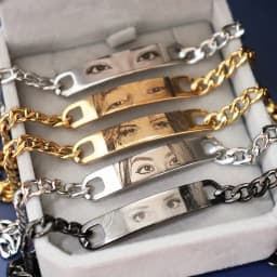 Customized Engraved Eye's Photo Bracelet Personalized Laser Engraved Eye Picture On Stainless Steel Chain Jewelry Couples Gifts
