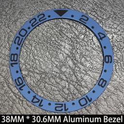 Sloping 38mm * 30.6mm Ceramic/Aluminum Blue Luminous Bezel GMT and Diving Watch Insert Fit for 40mm Watch Case Replacement Watch