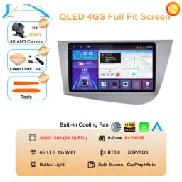 Car Radio Android 16 Navigation GPS Carplay For Seat Leon 2 MK2 2005-2012 Multimedia Video Player Stereo DSP 360 Camera Wifi 4G