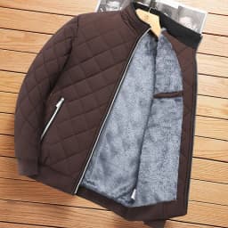Men's Winter Jacket Stand Collar Fleece Lined Short Casual Fashion Warm Loose Fit Youth Polyester Fabric Standard Sleeve