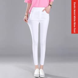 High Waist Thin White Women's Base Layer Pants Summer Slim Fit Seven Nine Leggings Orange Ni Brand Affordable Fashion