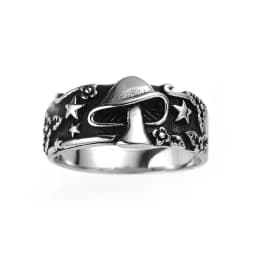 Retro Gothic Men Ladys Rings Clown Playing Cards Hip Hop Rock Ring Titanium Steel Alloy Ancient SilverColor Hip Hop Rock Jewelry