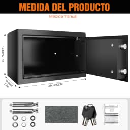Fireproof Waterproof Home Safe, Home Security Cash Box Cabinet Valuables Protection with Double Digital Keypad & 2 Keys, Grey