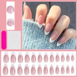 24Pcs White French Press On Nails 3D Bow Design Full Cover Wearable False Nails Short Square Head Ballet Fake Nails For Women