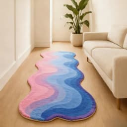 VIKAMA Gradient Wave Rug Warmth-Retaining & Non-Slip Bedroom Entrance & Bedside Mat Living Room Sofa Rug Home Decor