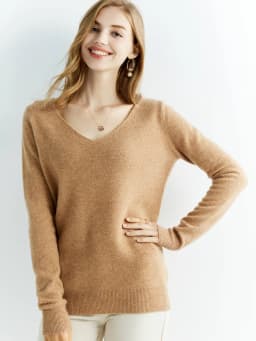 Cashmere Sweater Women's Knitted Sweaters 100% Merino Wool V-Neck Long-Sleeve Pullovers Winter Autumn Jumper Clothing Top Female