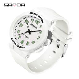 Sanda 6123 Trendy Design Soft Student Watch TPU Strap 50M Depth Waterproof Quartz Movement Children Fashion Sports Wrist Watch
