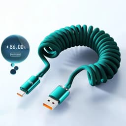 NNBILI Car Type C to USB C 120W Fast Charging For iPhone 18 17 USB A To Type C Spring Telescopic Cable For Samsung Honor Huawei