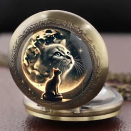 New Cute Cat Quartz Pocket Watch Chain Arabic Vintage Accessory Girls Necklace Pendant Clock Boys Watch Gift Relojes De Bolsillo