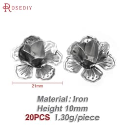 18K Gold Color 3D Wire Flower Charms Pendants High Quality Diy Jewelry Making Necklace Earrings Accessories for Women