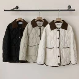 Autumn Down Cotton Padded Jacket Women's 2025 Contrast Lapel Rhombic Thin Short Loose Spring Cotton Padded Casual Coats Female