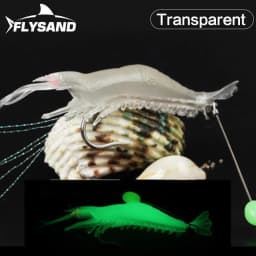FLYSAND Shrimp Lure with Hooks Luminous Soft Fishing Lures Shrimp Bait Silicone Enticement Tackle Baits FlySand Fishing Tool