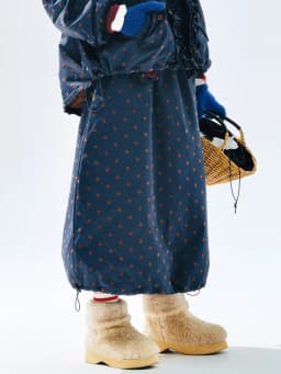 Velvet Polka Dot Lantern Skirt, Elastic - Waist Pocket Design, Retro Commute, Artistic & Chic 255282