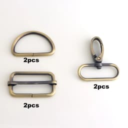 6pcs Metal Buckles Set - D Ring + Slide Buckle + Swivel Snap Hooks for Bag Backpack Straps DIY Purse Making