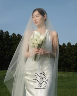 YZ Customized Elegant Halter Korean Wedding Dresses Photo Shoot Satin Long Simple Sleeveless Bridal Party Dress 웨딩드레스 